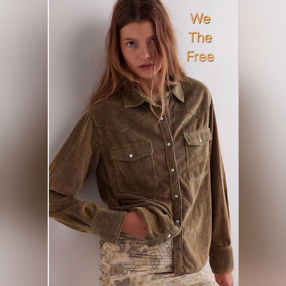 We The Free Hideaway Cord Roscoe Bermuda Shirt Size Small NWT